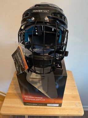 Black Hockey Helmet with Full Face Cage